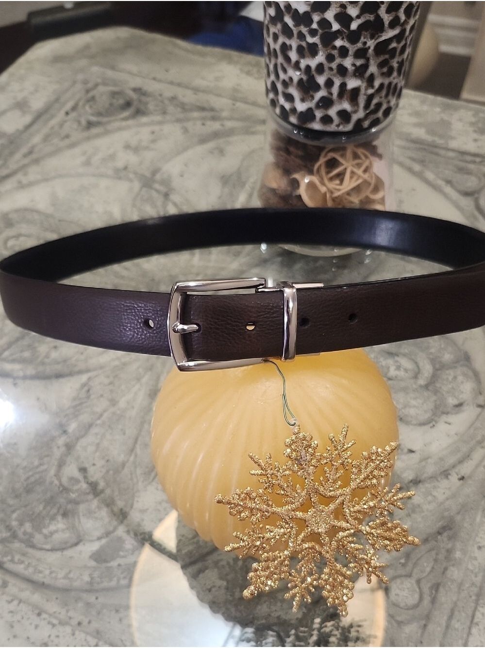 Ralph LAUREN men's Cowhide Leather Reversible Black And Brown Belt